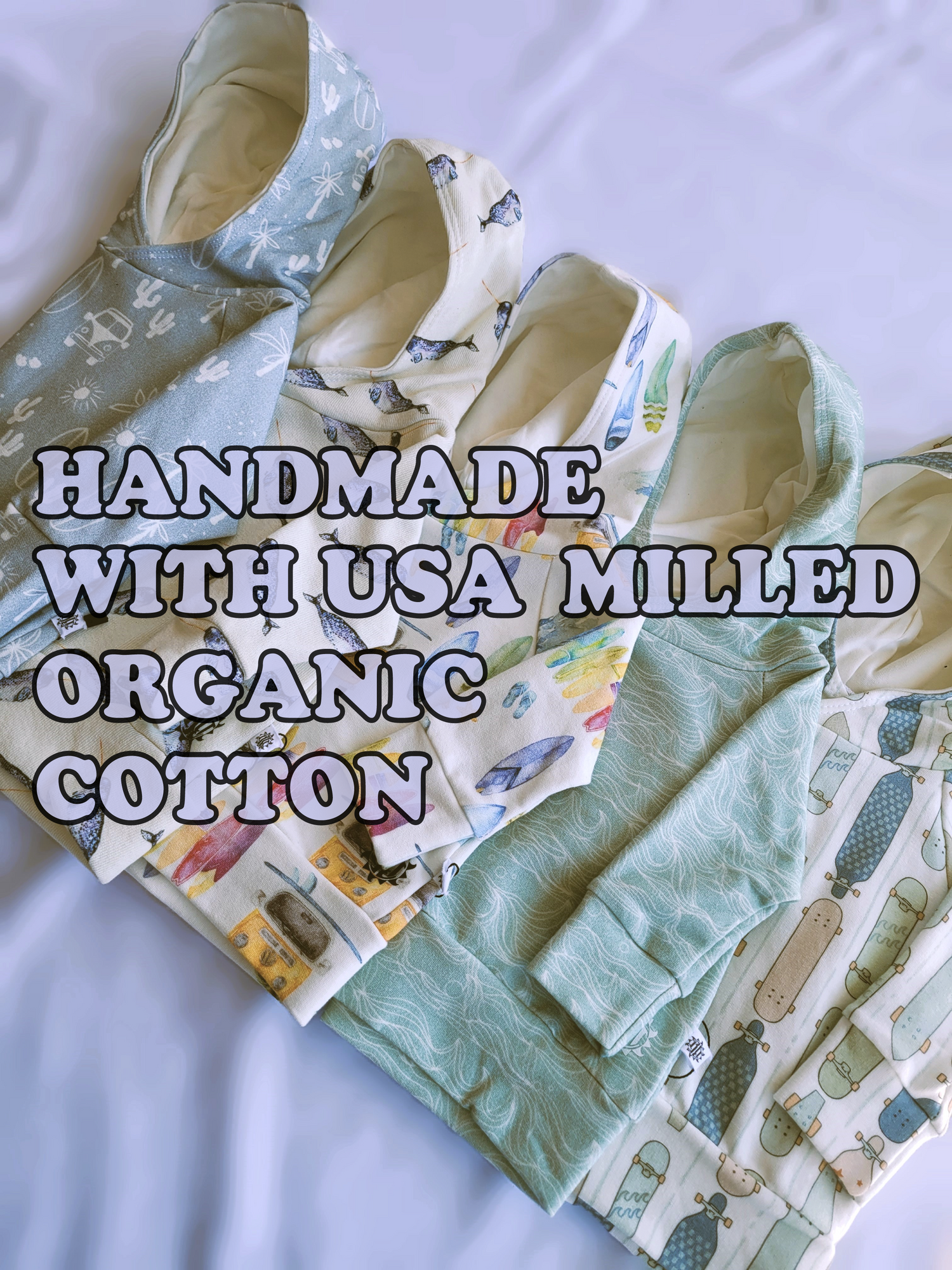 Array of Handmade USA milled organic cotton