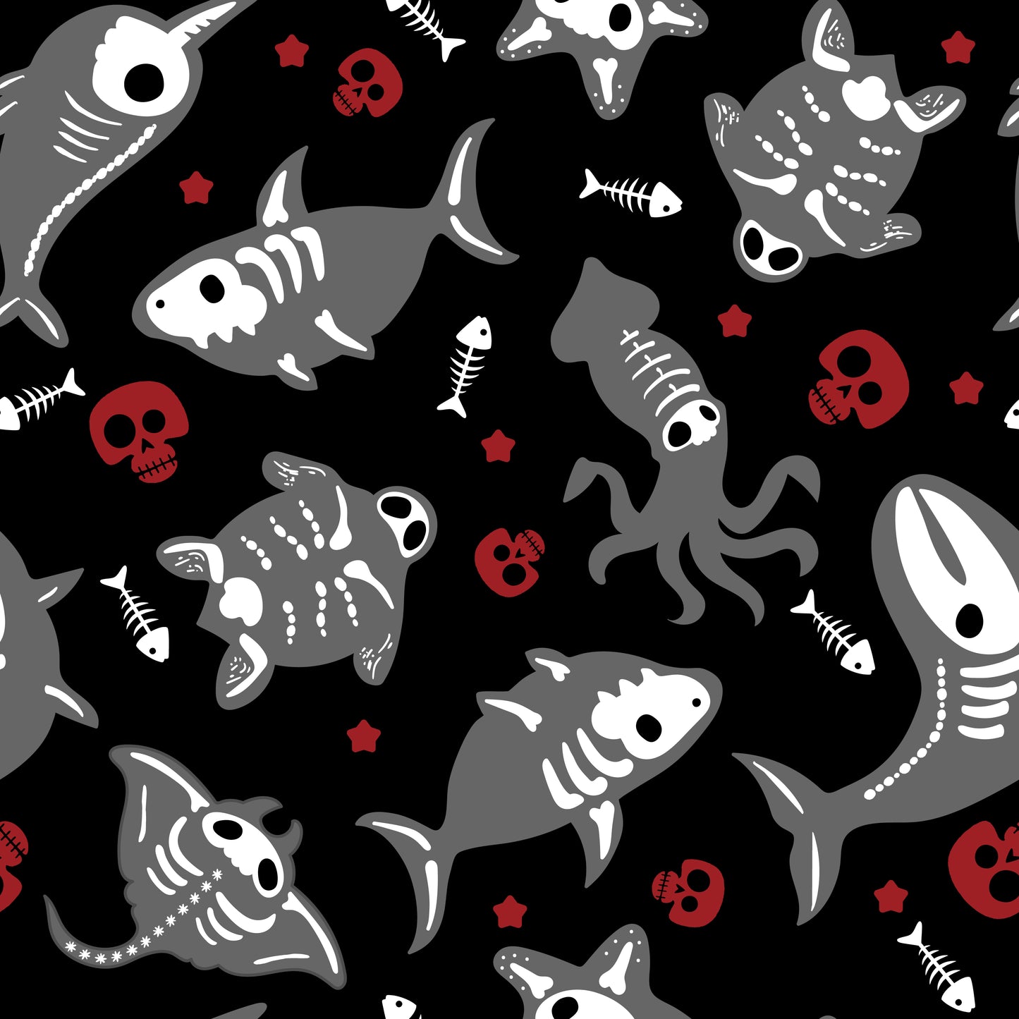 Kids Skeleton Fish Sweatpants – Organic Cotton French Terry | Halloween Joggers