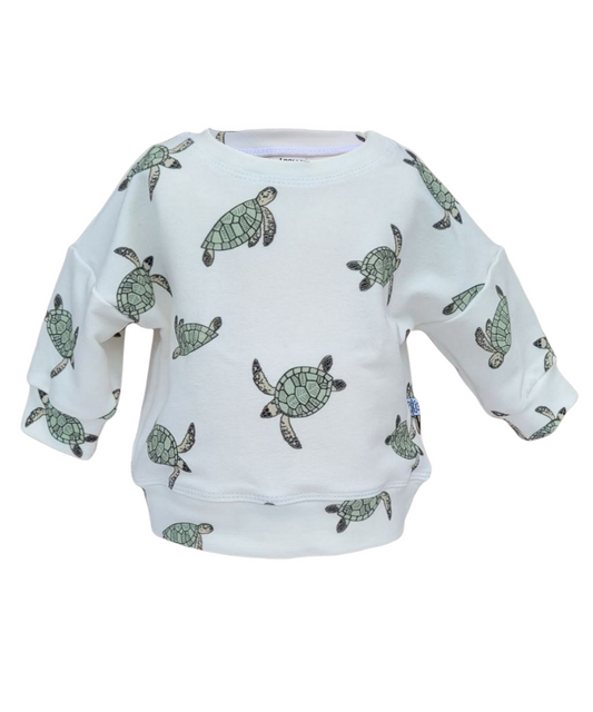 Kids oversized sea turtle crewneck sweatshirt – organic French terry, handmade on Long Island, USA