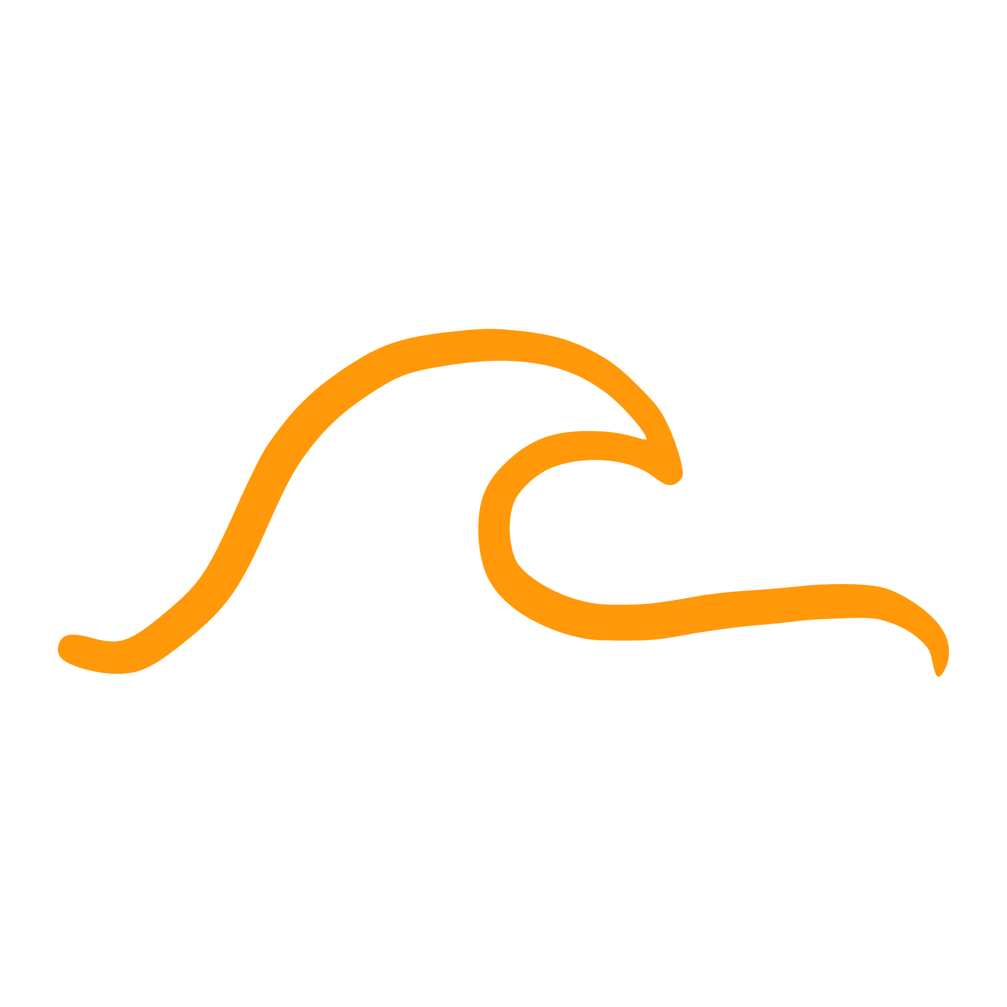 Minimalist orange wave icon on white background